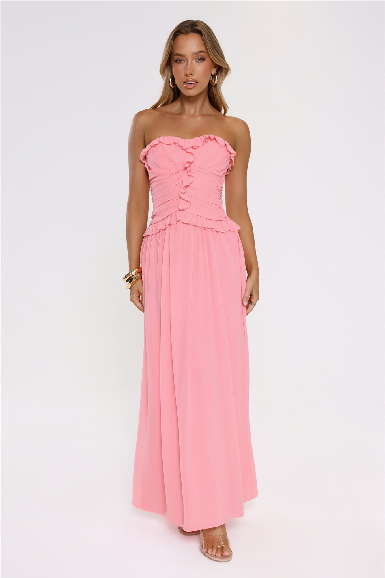 Hour Whispers Strapless Maxi Dress Pink