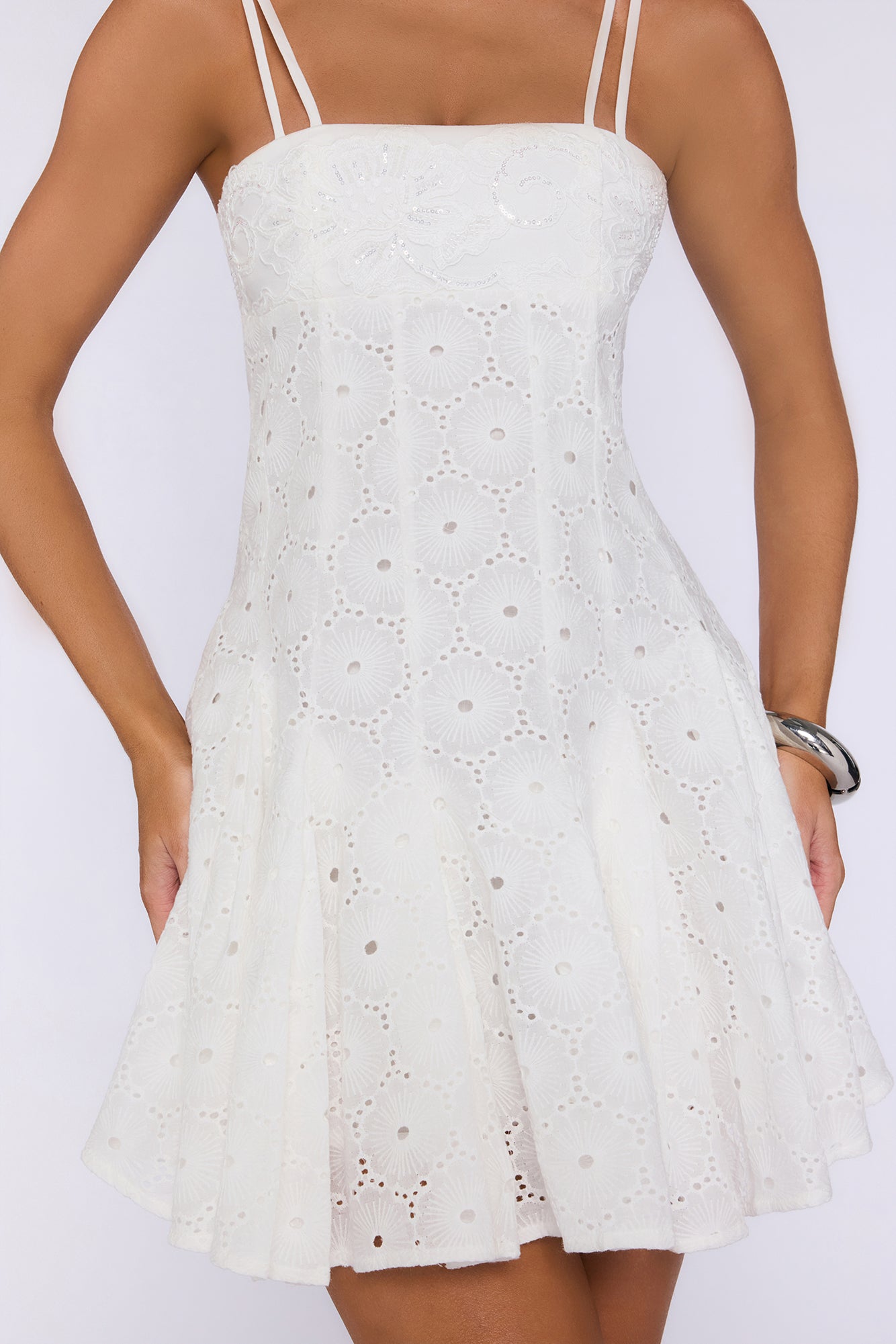 Summer Radiance Embroidered Mini Dress White