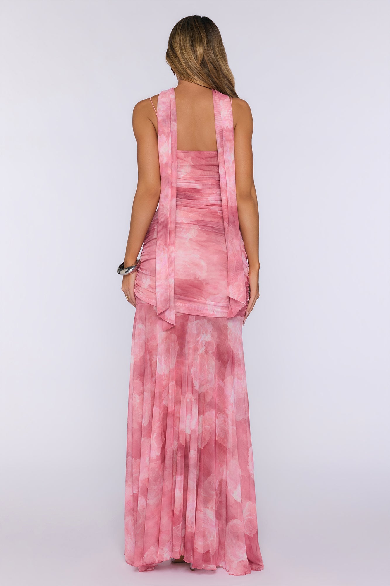 Lovers’ Night Out Mesh Maxi Dress Pink