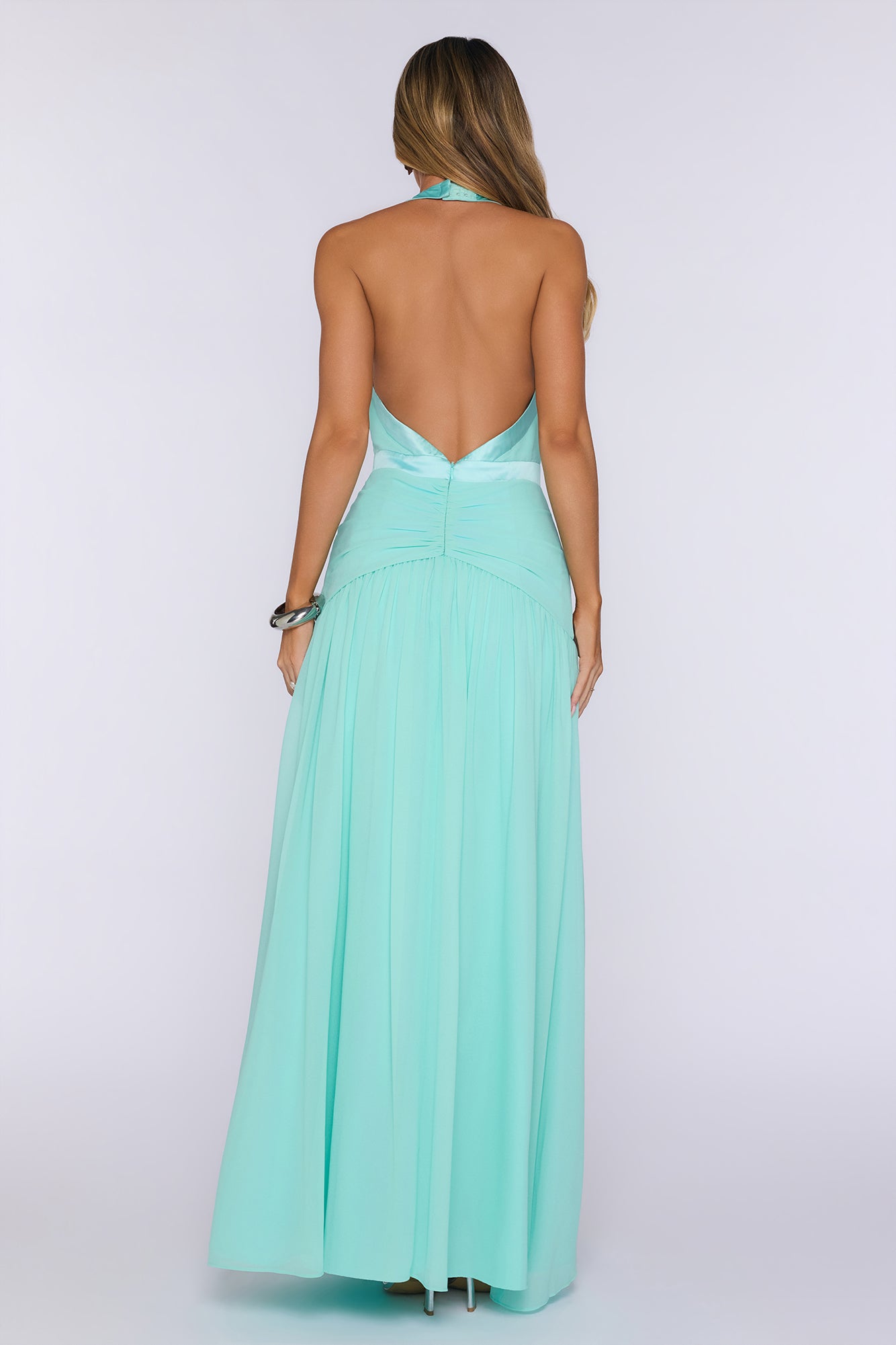 Radiance Meets Style Halter Maxi Dress Mint