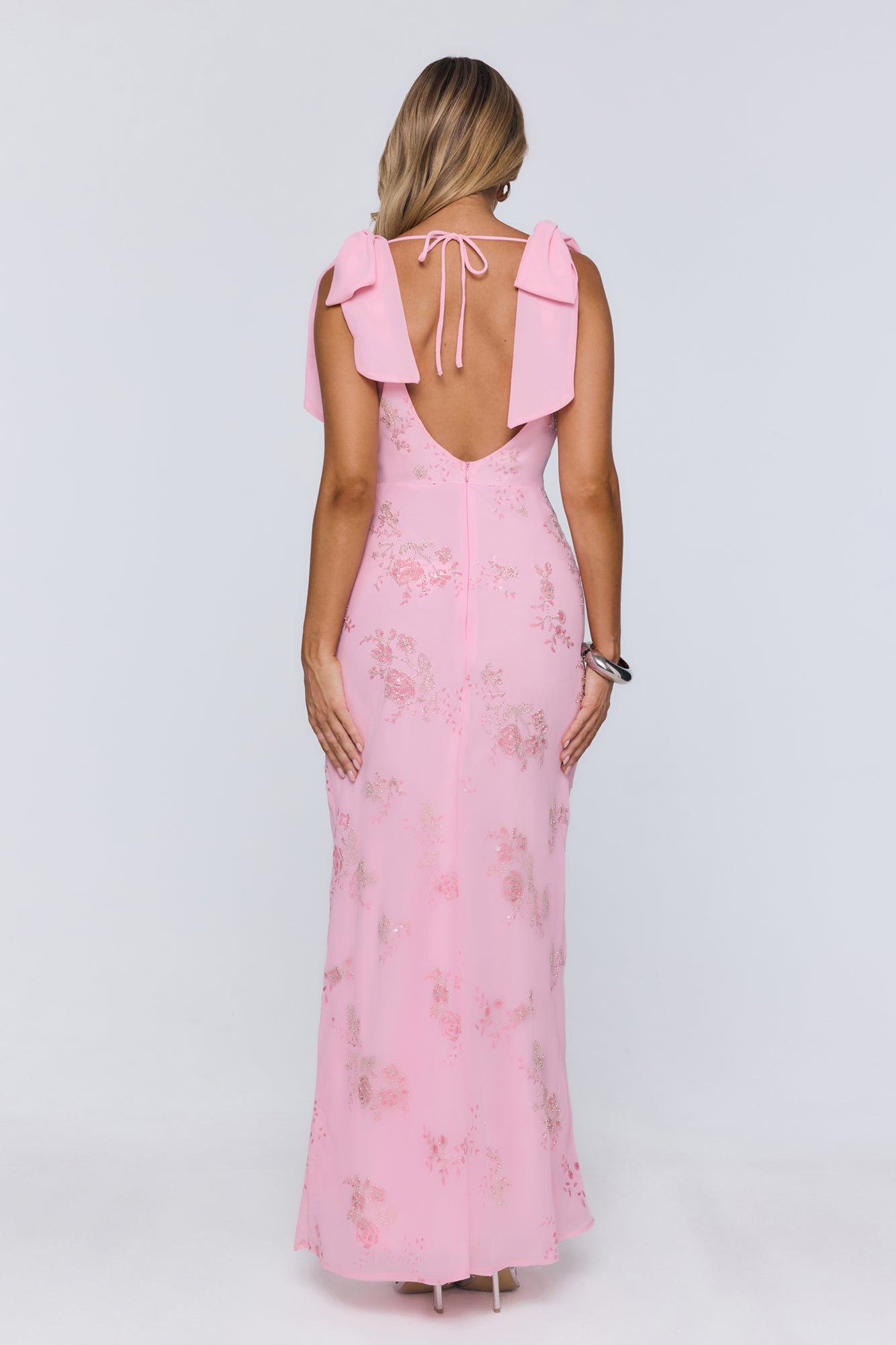 Soft Icon Energy Embellished Maxi Dress Pink