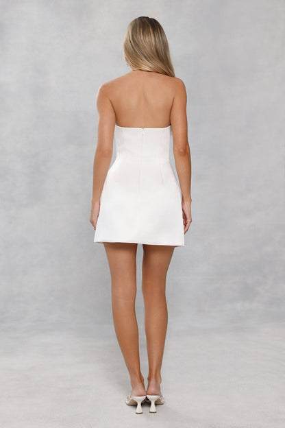 Dusk Desire Strapless Embellished Mini Dress White