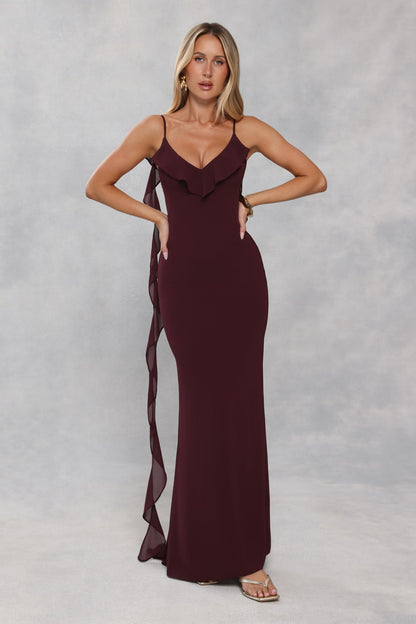 Pop Of Drama Maxi Dress Chocolate