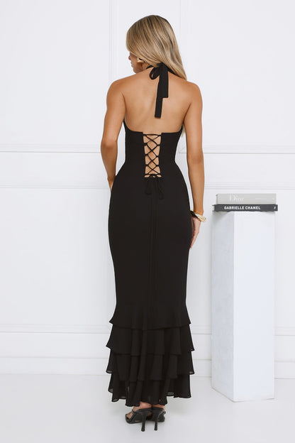 The Cool Standard Halter Maxi Dress Black