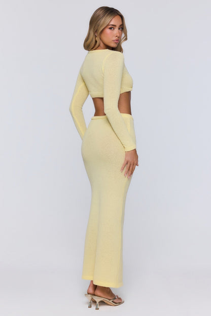 Sun Rose Knit Maxi Skirt Yellow