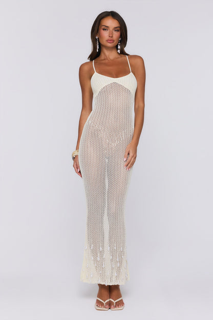 Brings The Heat Knit Maxi Dress Cream