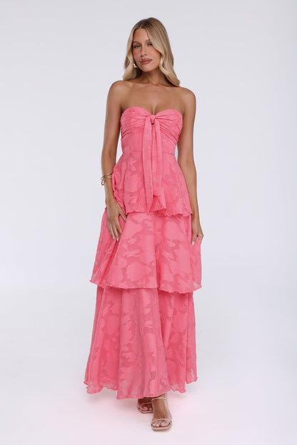 Frost Flare Strapless Maxi Dress Coral