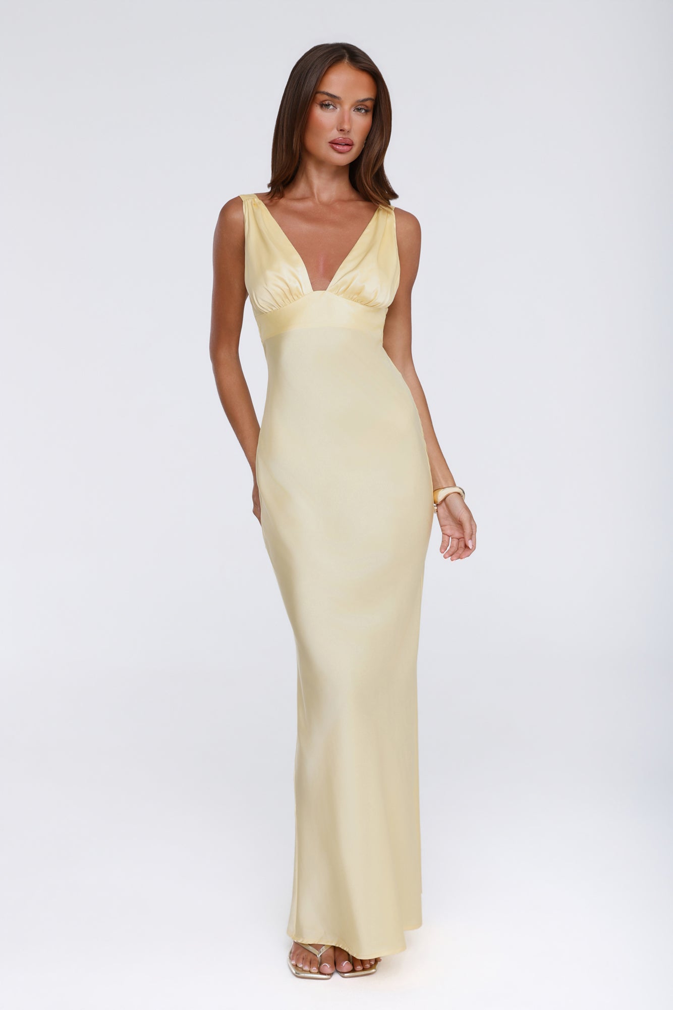 Polished Affair Satin Maxi Dress Butter