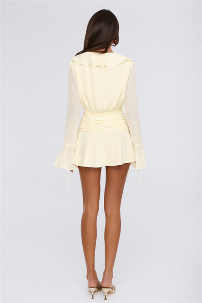 Feminine Energy Long Sleeve Mini Dress Yellow