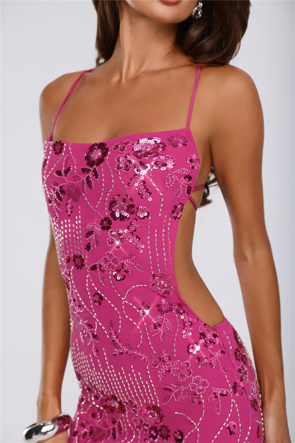 The Glitter Room Embellished Mini Dress Fuchsia