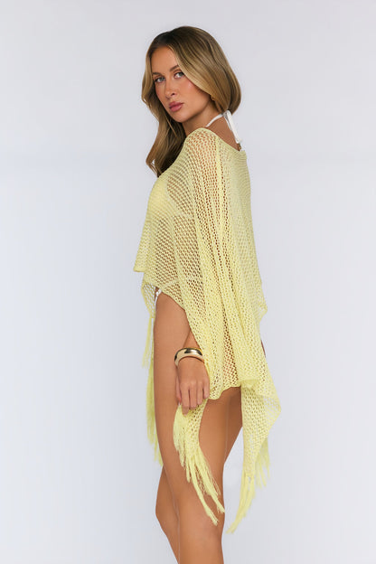 Fringe Poncho Yellow