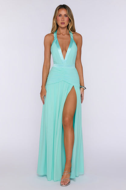 Radiance Meets Style Halter Maxi Dress Mint