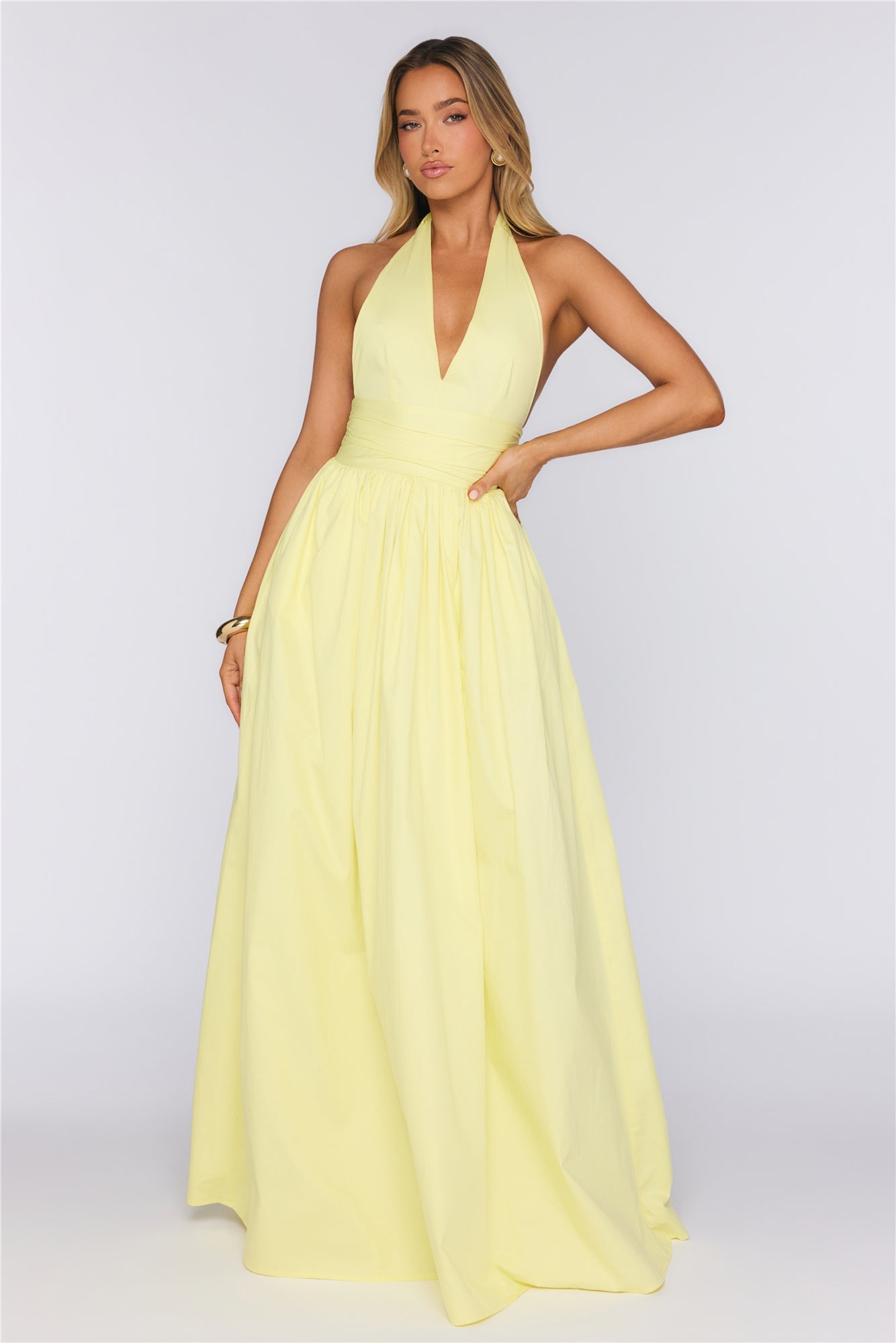 Glow And Go Halter Maxi Dress Lemon