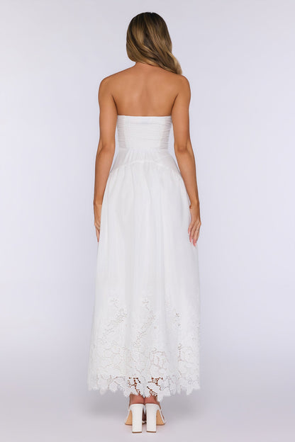 Entrance Moment Strapless Maxi Dress White