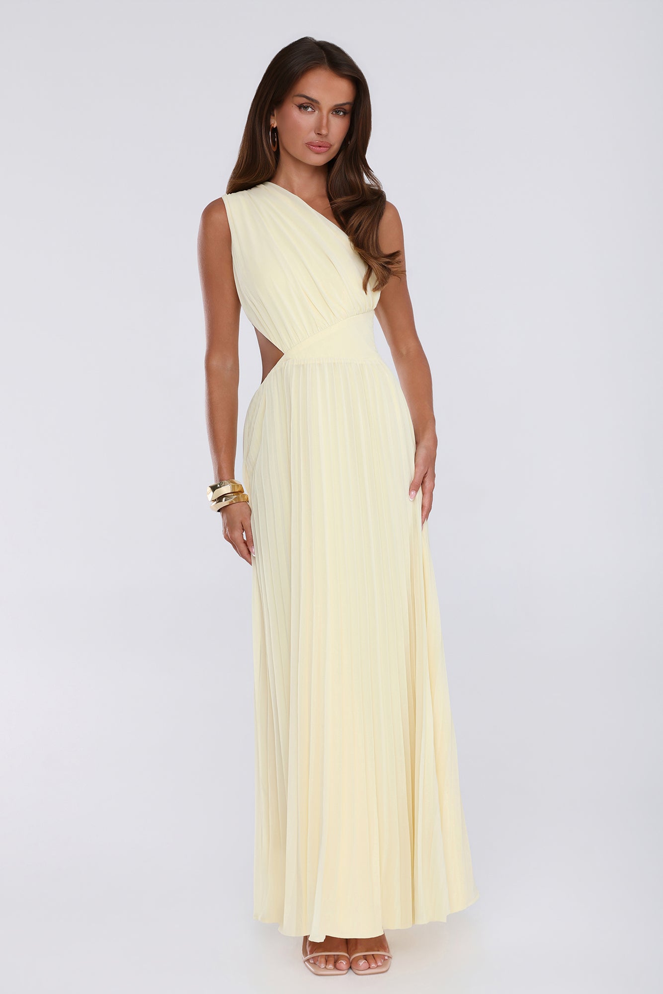 Summer Seduction One Shoulder Maxi Dress Yellow