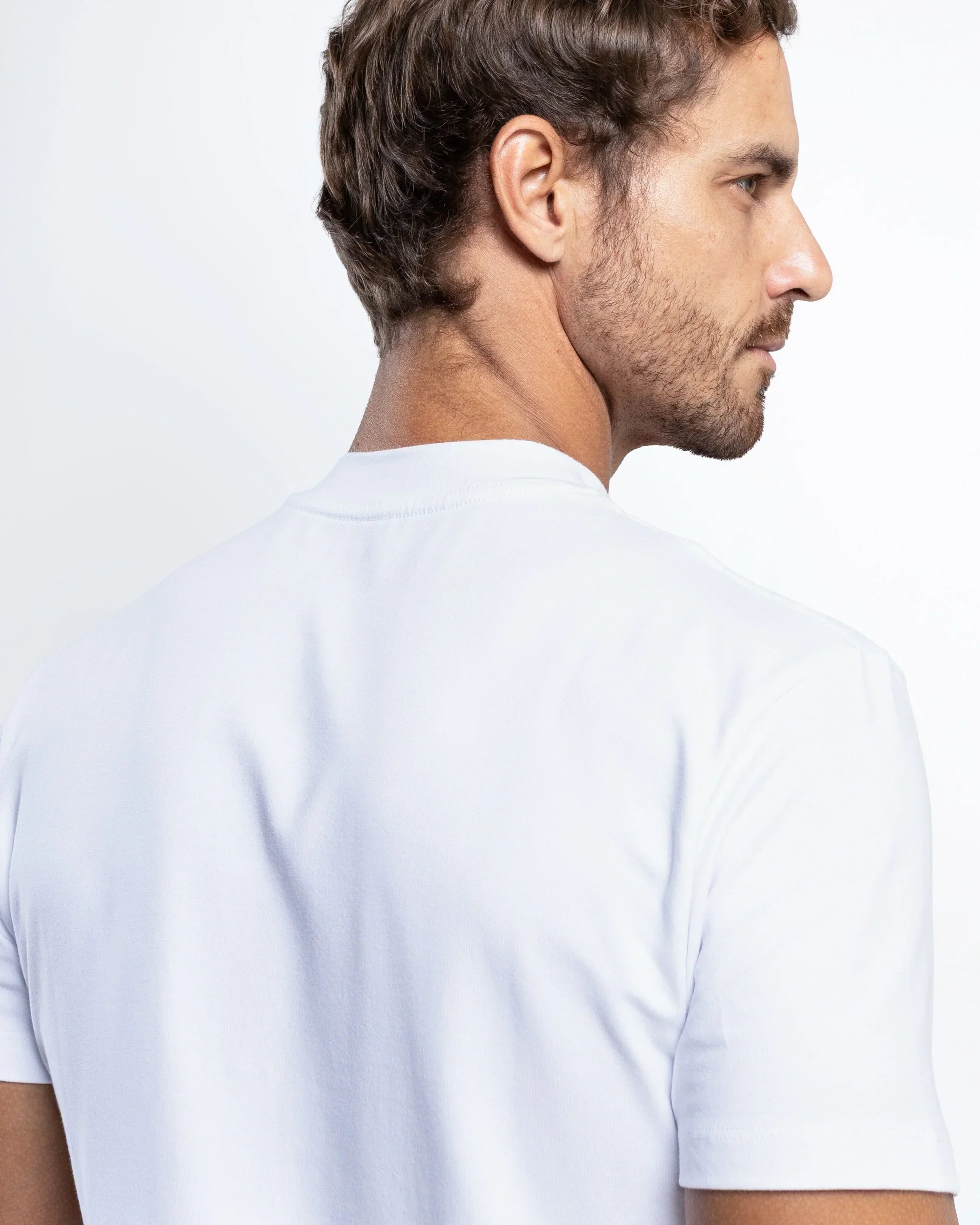 Egyptian Cotton Mock Neck T-Shirt - Grant - White