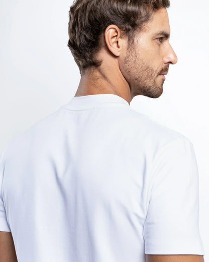 Egyptian Cotton Mock Neck T-Shirt - Grant - White