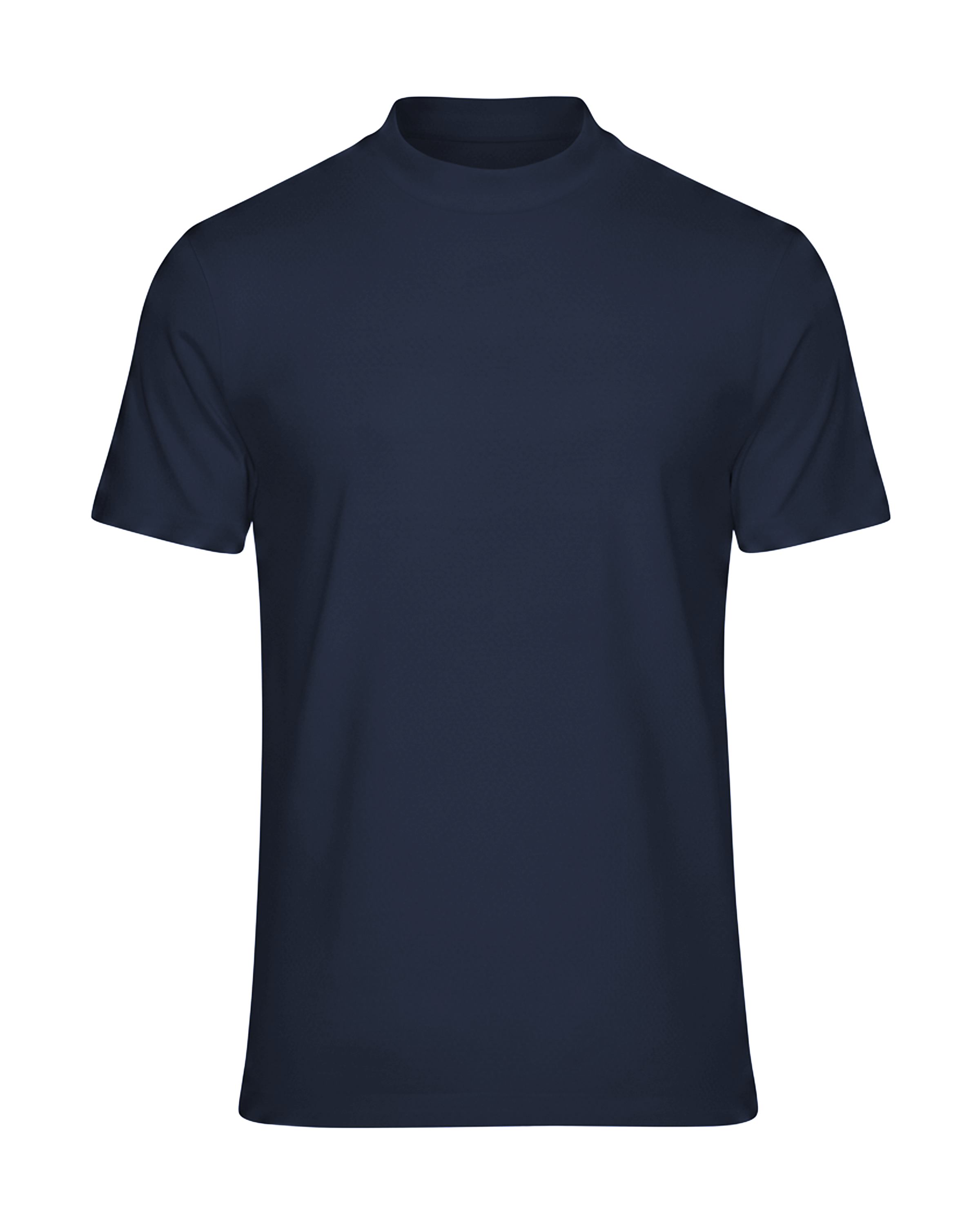 Egyptian Cotton Mock Neck T-Shirt - Grant - Navy Blue