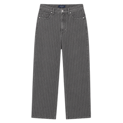 Relaxed Pin Striped Grey Jeans